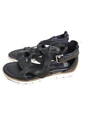 Sofft Malana Sandals Size 7 Black Leather Open Toe Walking Minimalist Preppy